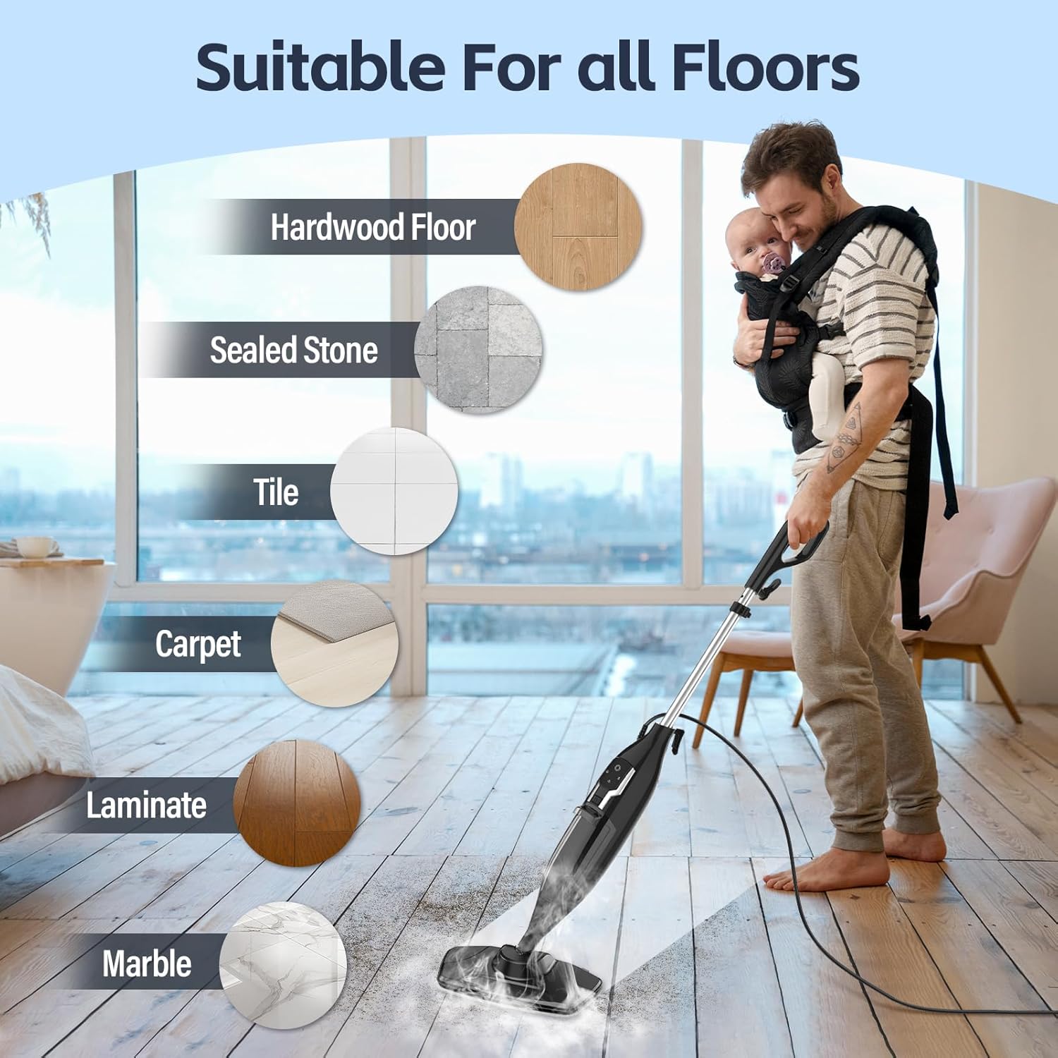 Leiksen Steam Mop - 12-in-1 Powerful Cleaner