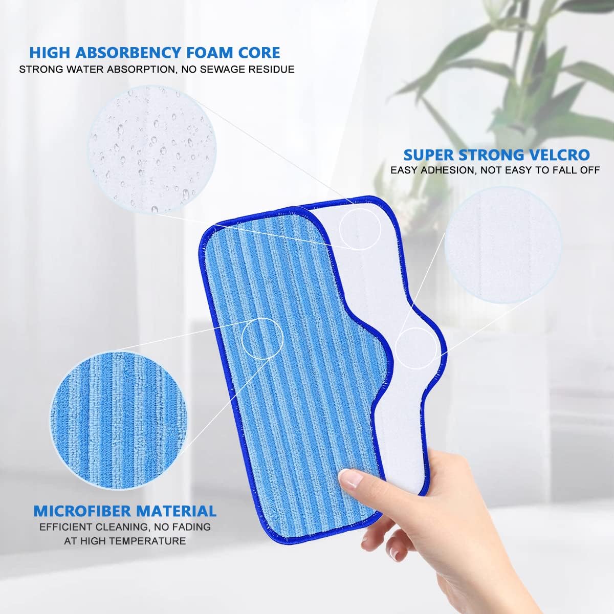 KEEPOW Gentle Microfiber Pads for Neat Steam Cleaner 6-Pack