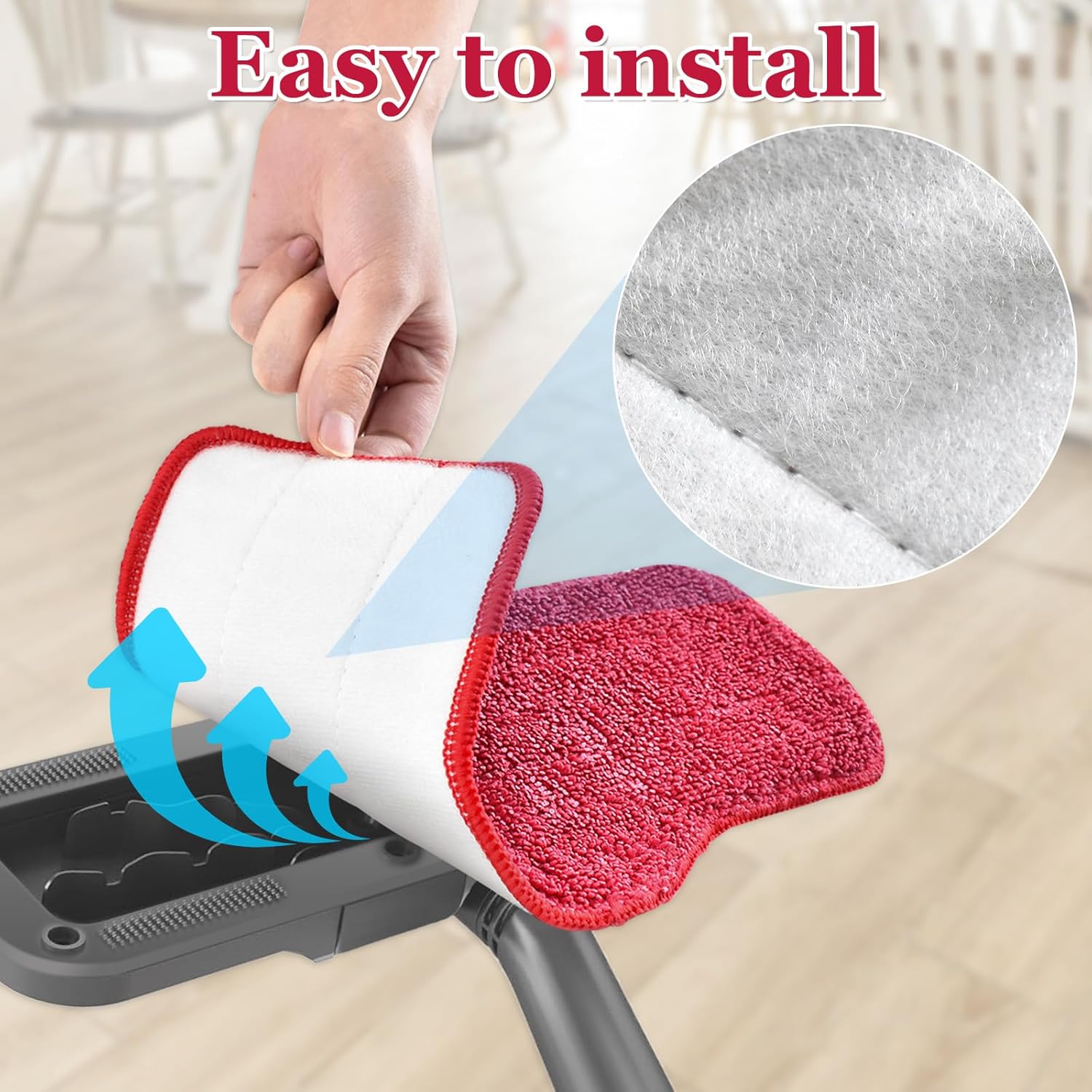 Aiyiried Microfiber Steam Mop Pads 4 Pack Pink