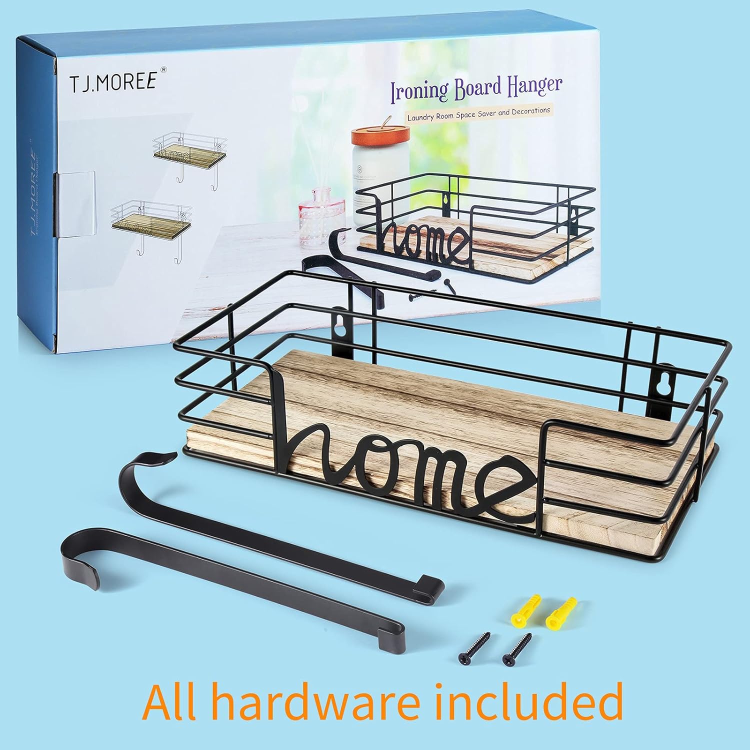TJMOREE Wall-Mounted Ironing Board Hanger with Large Storage