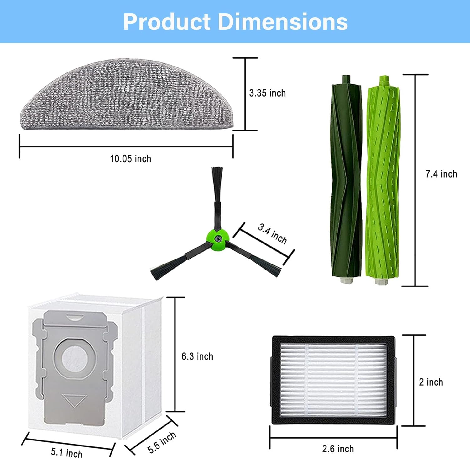 Replacement Parts for iRobot Roomba Combo i5 j5 1 Set