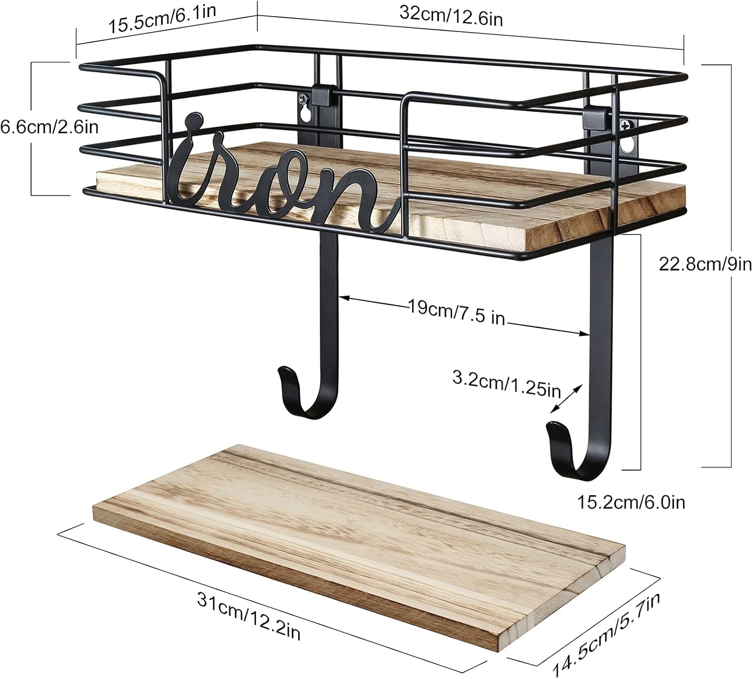 TJMOREE Hanger - Large Storage With Removable Ironing Board Holder