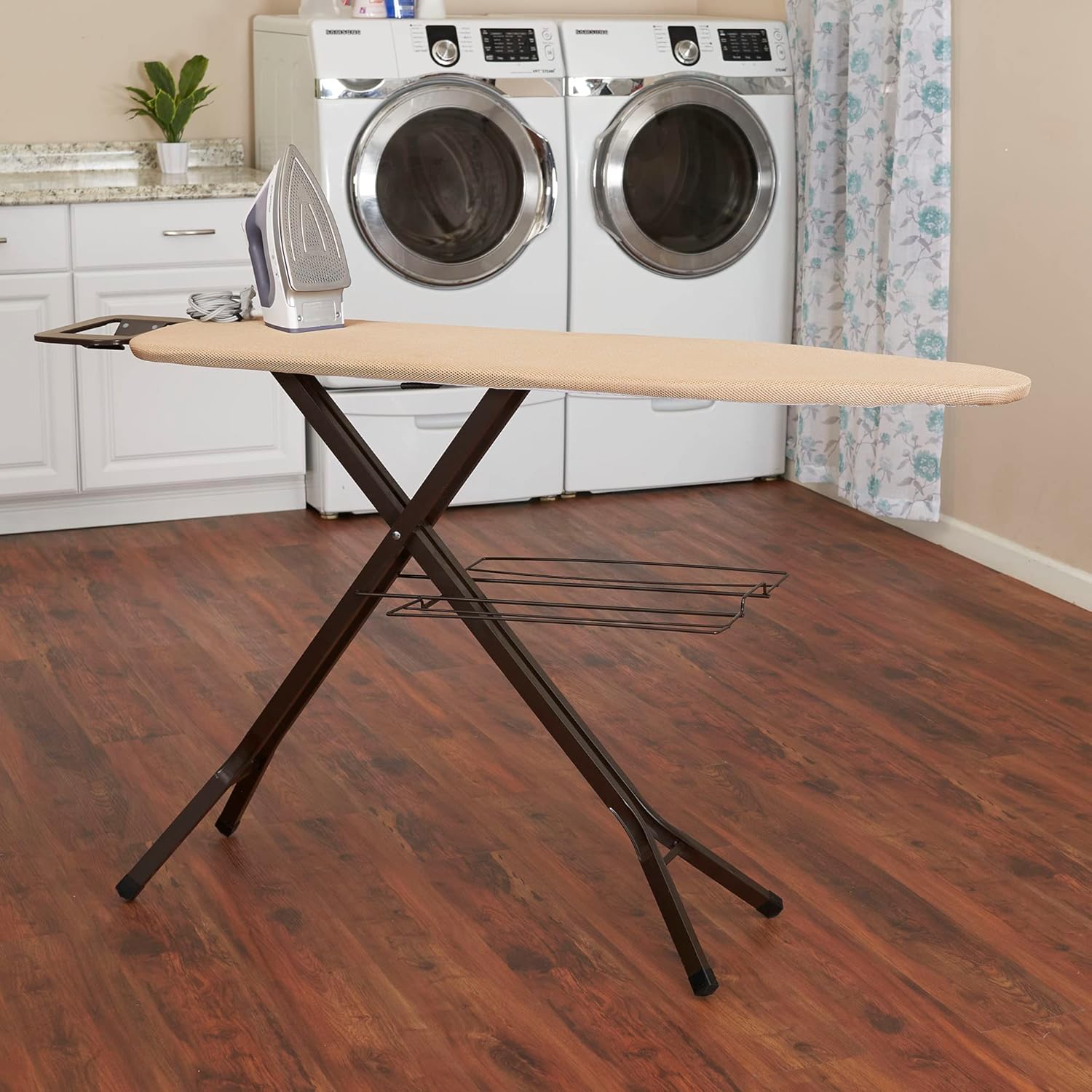 High-Quality Mesh Steel Top Ironing Board with Silver Finish