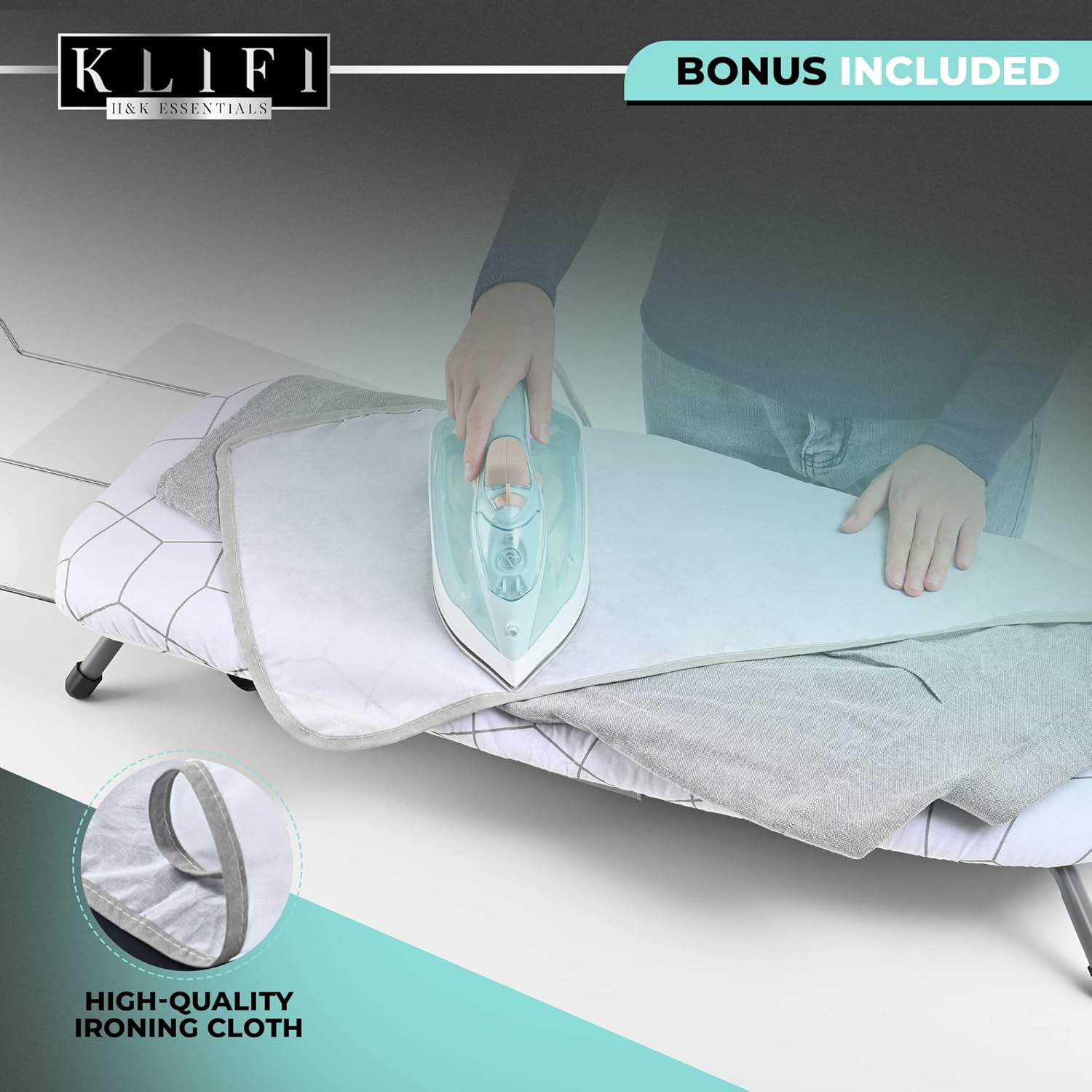 KLIFI Small Wall-Mounted Ironing Board Foldable and Compact for Easy Use