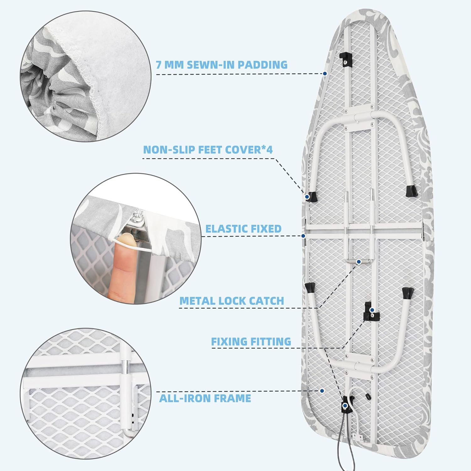 STORAGE MANIAC 7mm Thick Ironing Board Portable Stylish