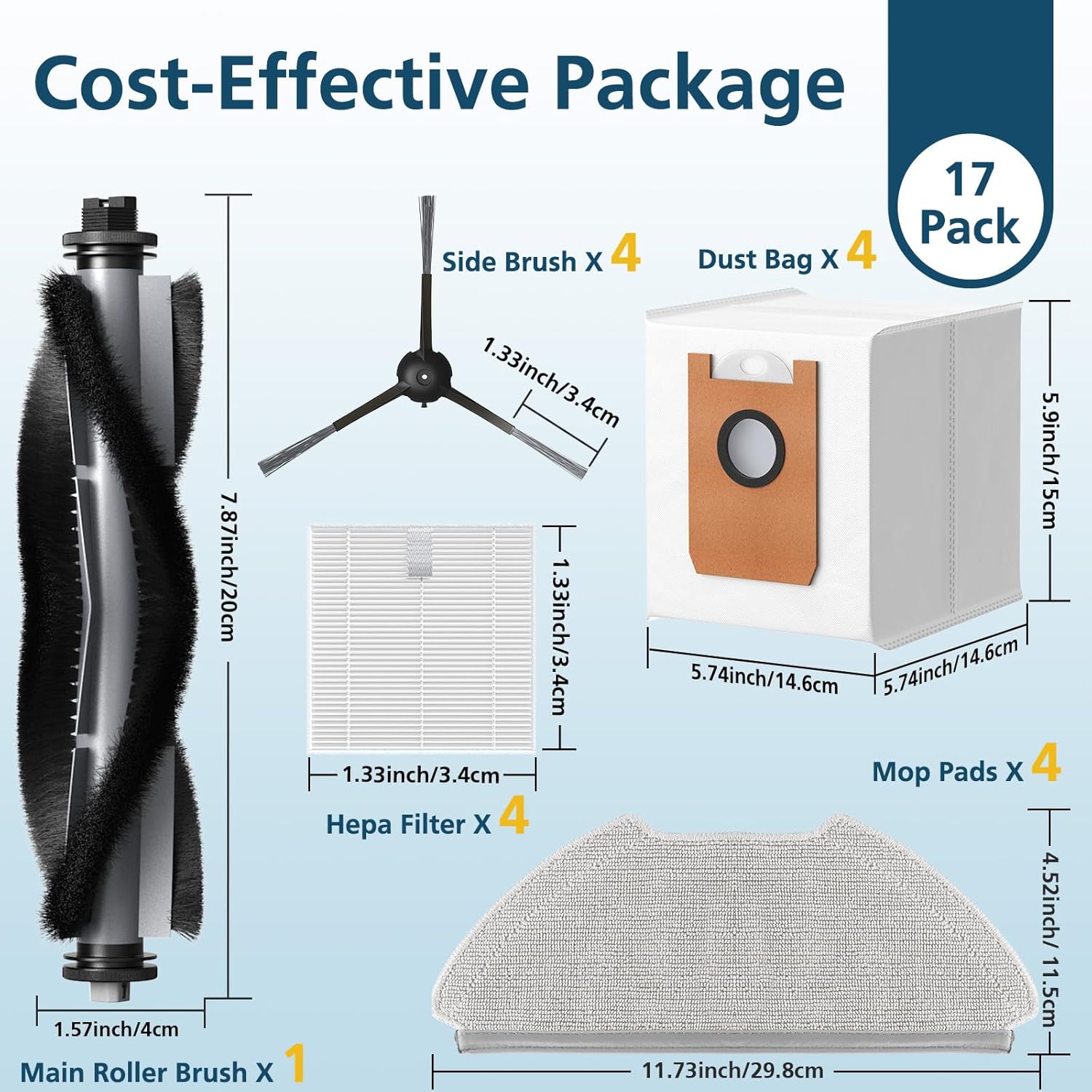 Lacvik T20 Replacement Parts Set for Airrobo Robotic Vacuum Cleaner
