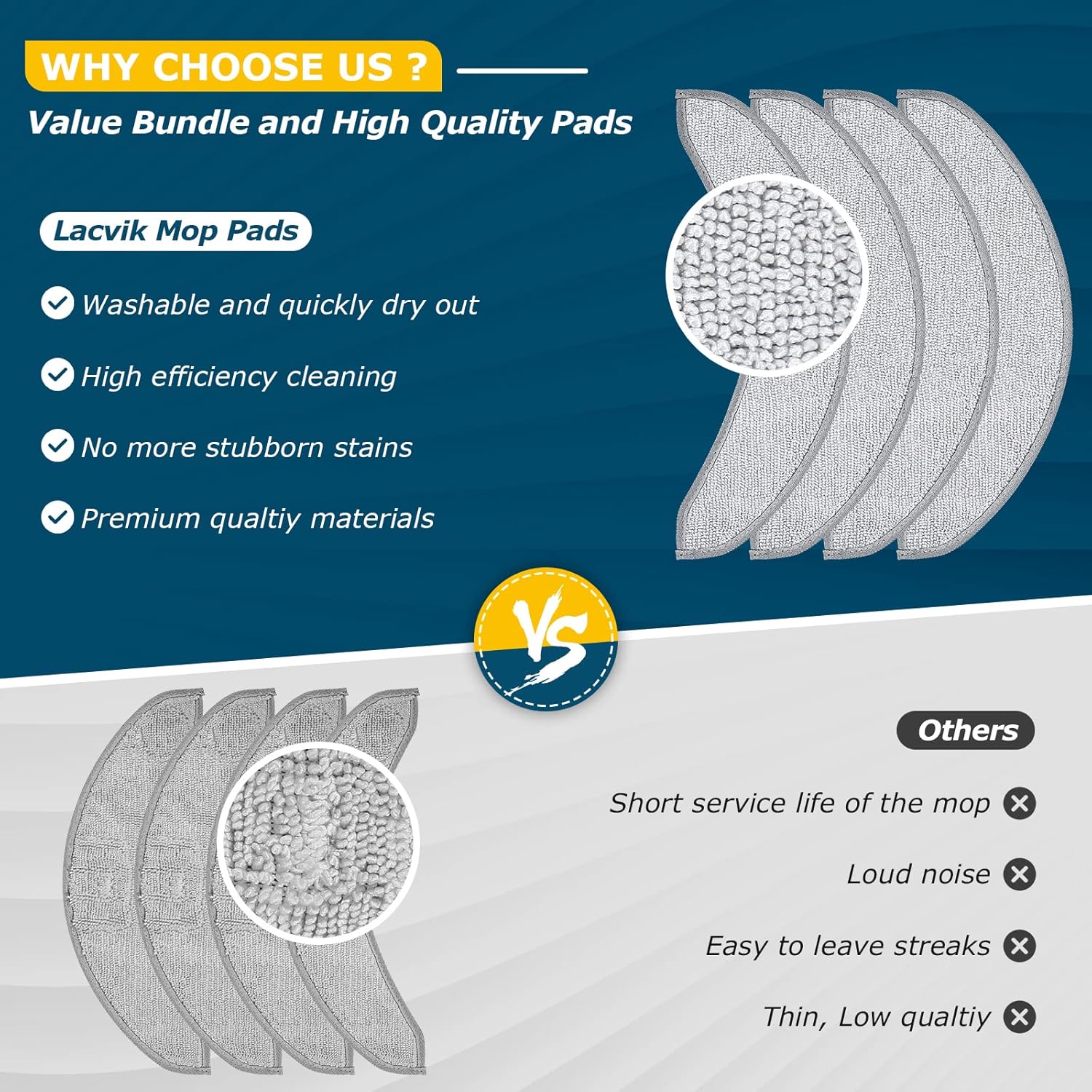 4-Pack Washable Mop Pads for iRobot Roomba J7J9