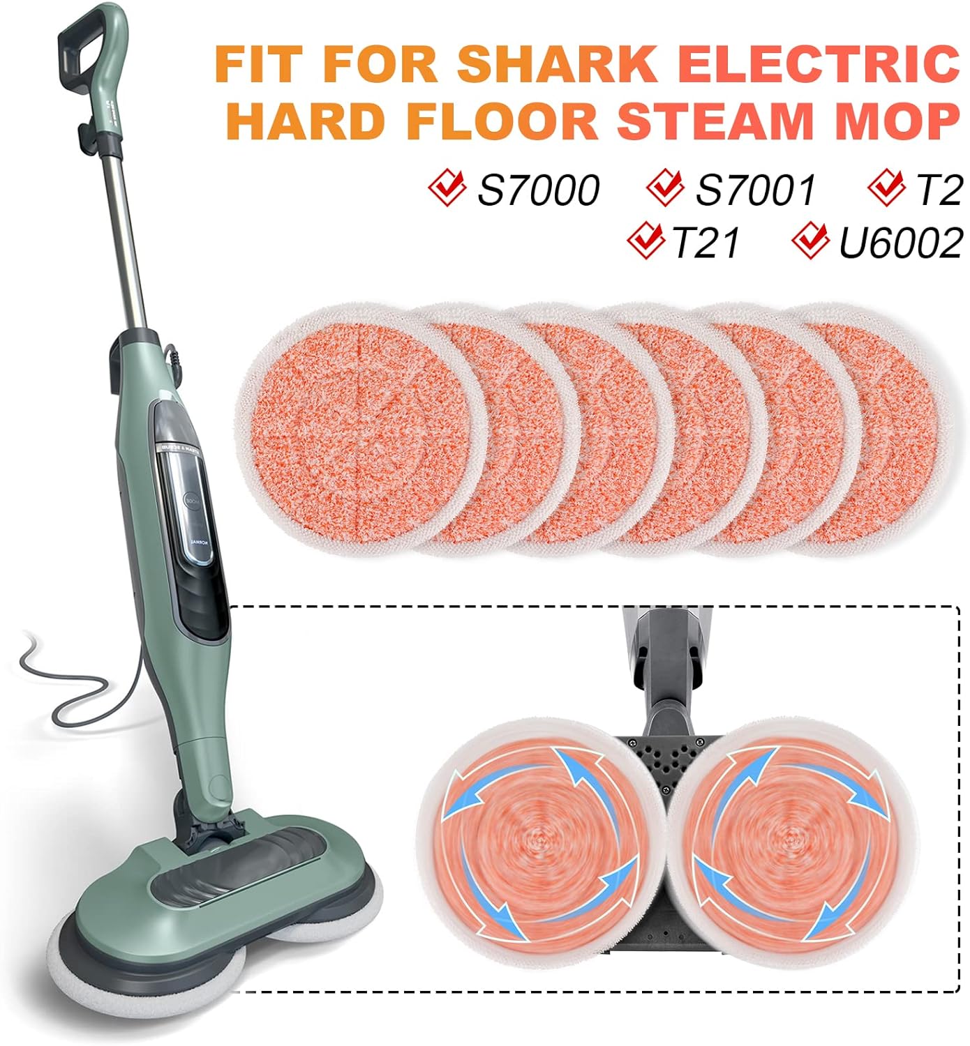Sgizoku Shark S7000 Steam Mop Pad Shark Compatible Replacement Detected