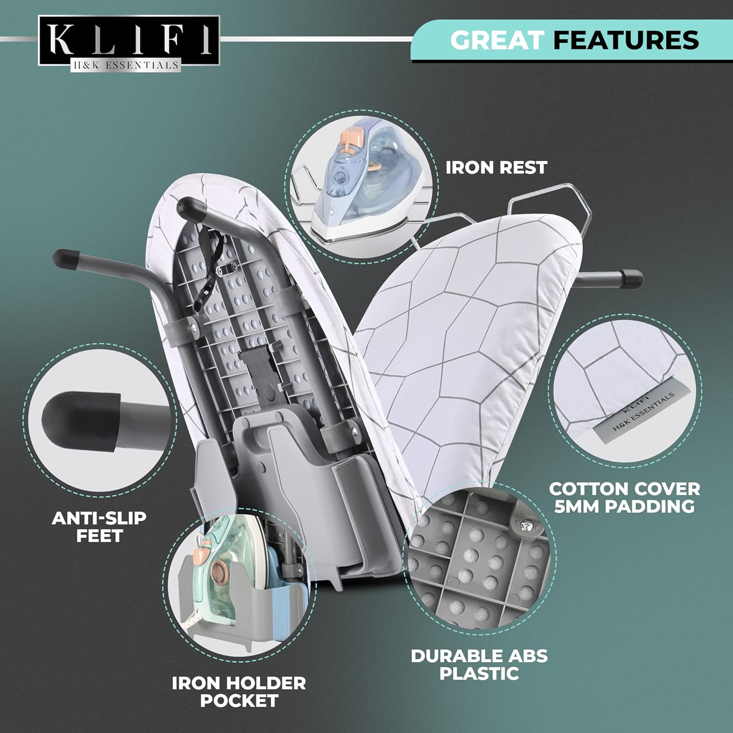 KLIFI Small Wall-Mounted Ironing Board Foldable and Compact for Easy Use