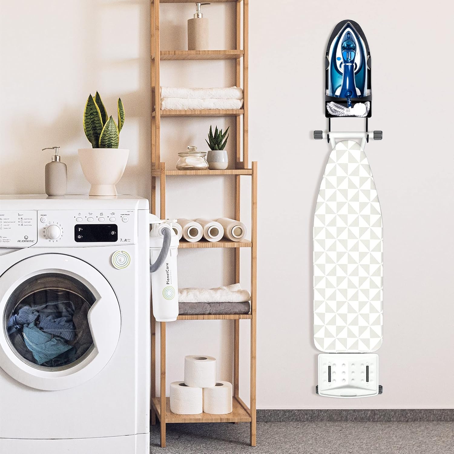 Ironing Board Hanger - Heat Resistant Wall-Mounted Organizer Black