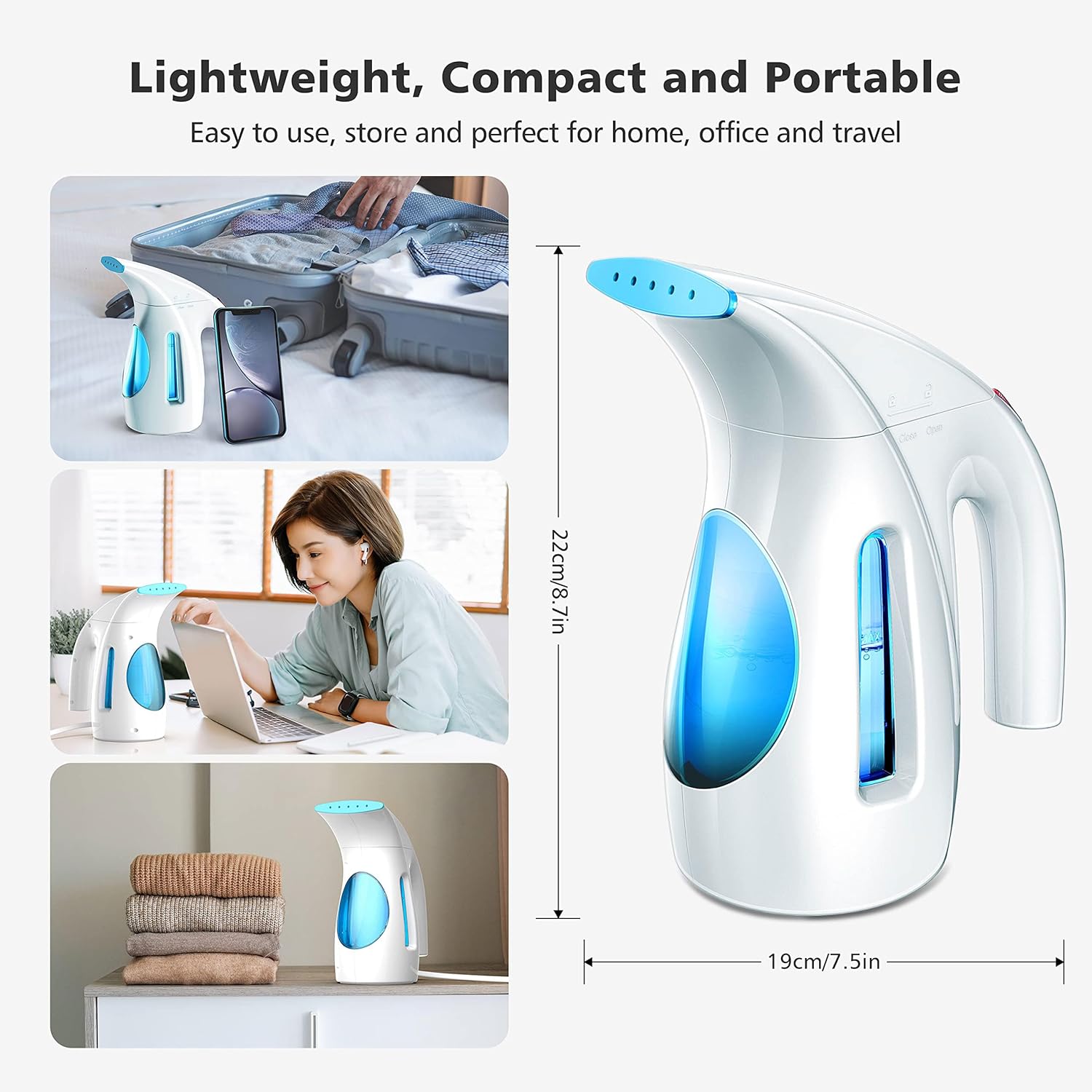 HiLIFE Garment Steamer Reusable Portable 700W 240ml Capacity Travel-Friendly