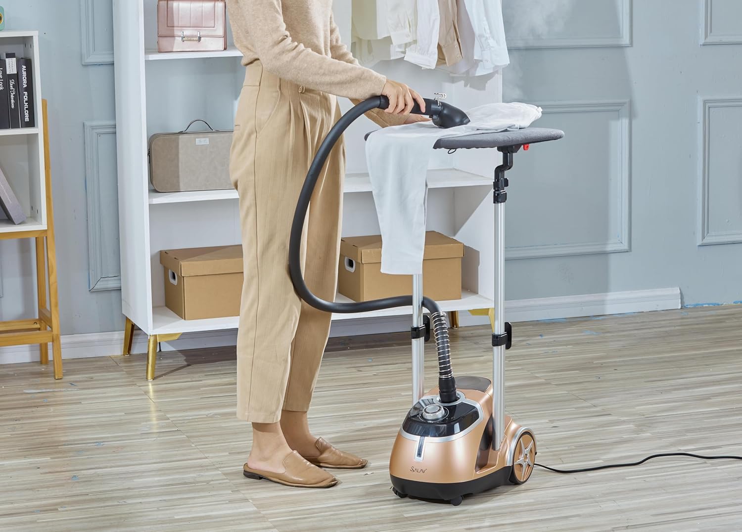 Professional Garment Steamer with Built-in Ironing Board for Daily Use