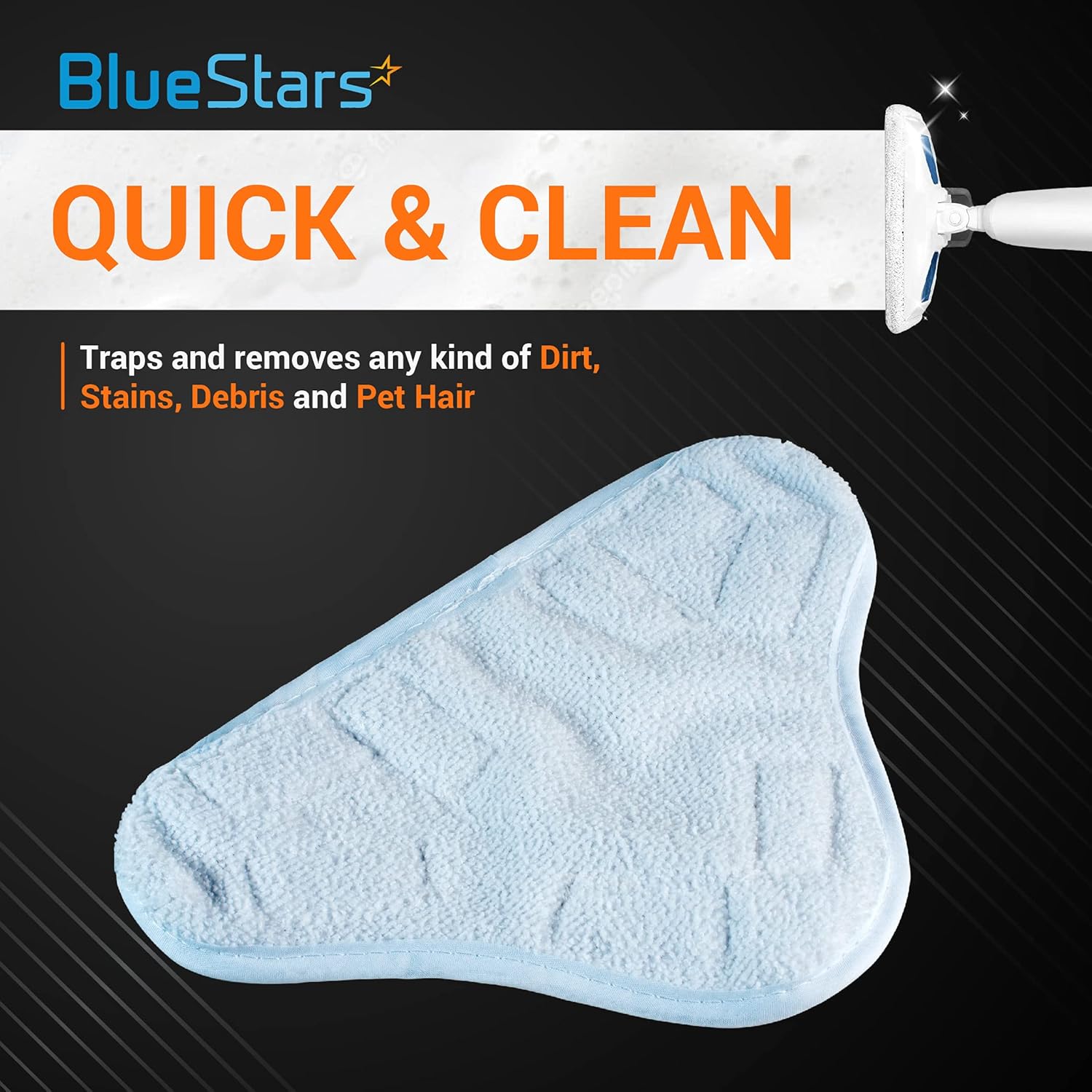 BlueStars 8-Pack H2O X5 Microfiber Steam Mop Pads Replacement Washable Reusable
