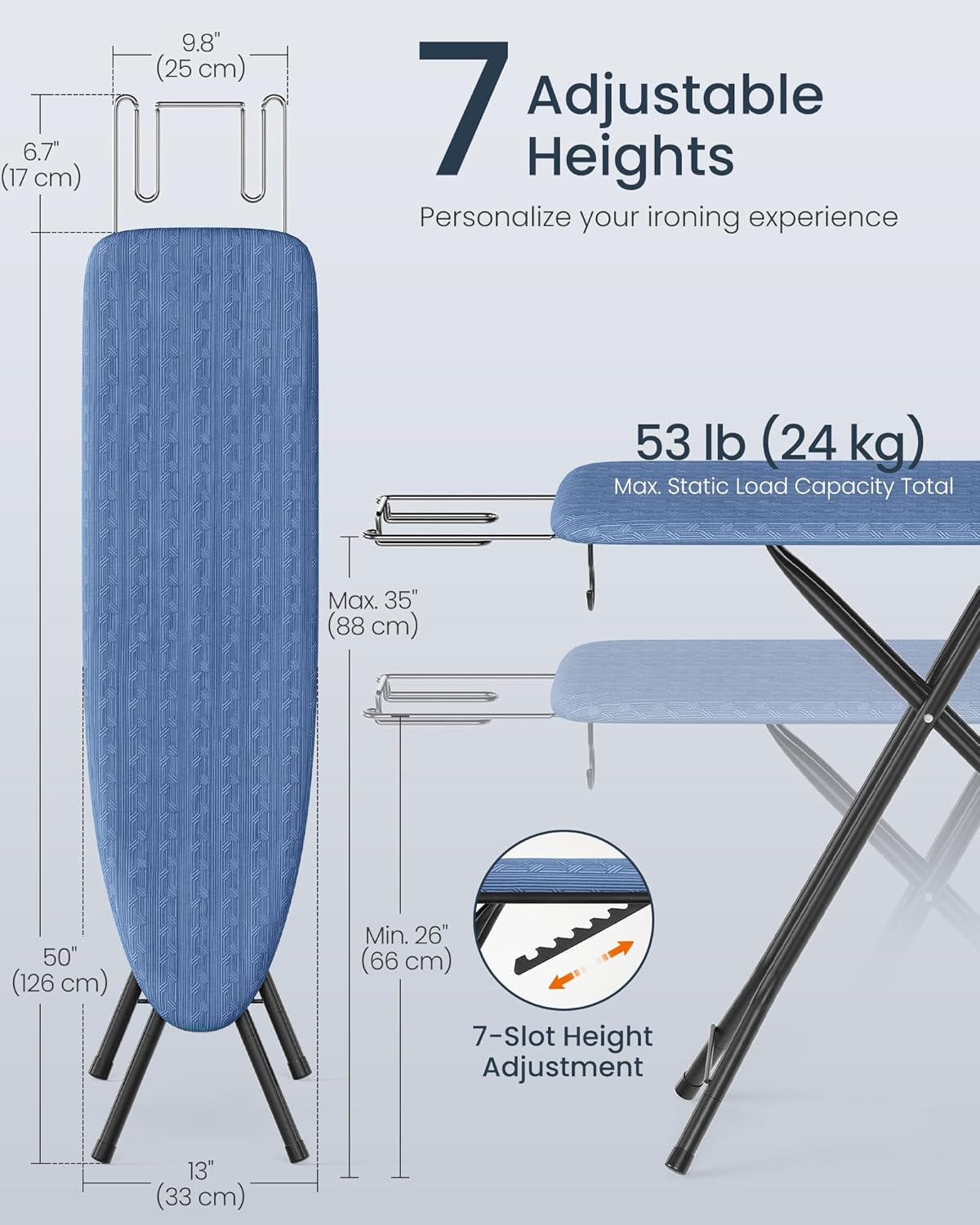 High-Adjustable Durable Stylish Foldable Ironing Board for Home Laundry Use