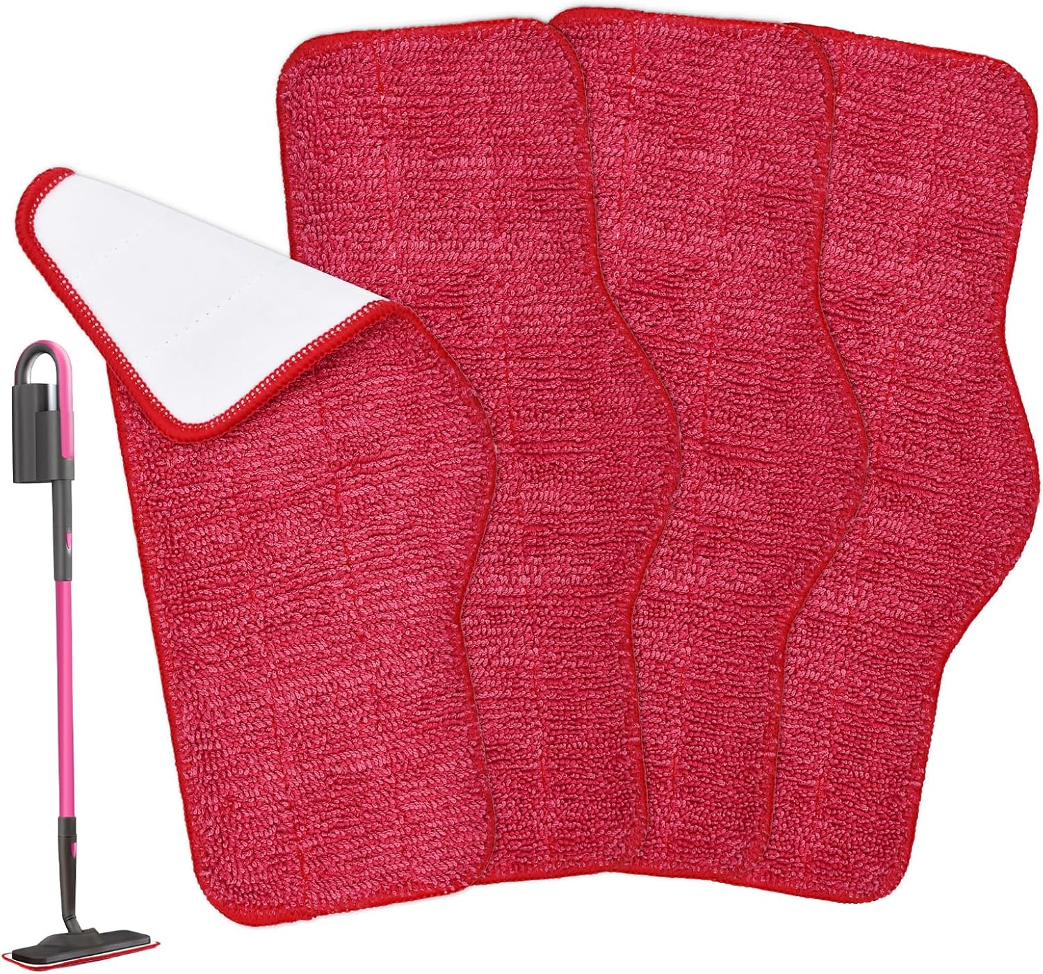 Aiyiried Microfiber Steam Mop Pads 4 Pack Pink