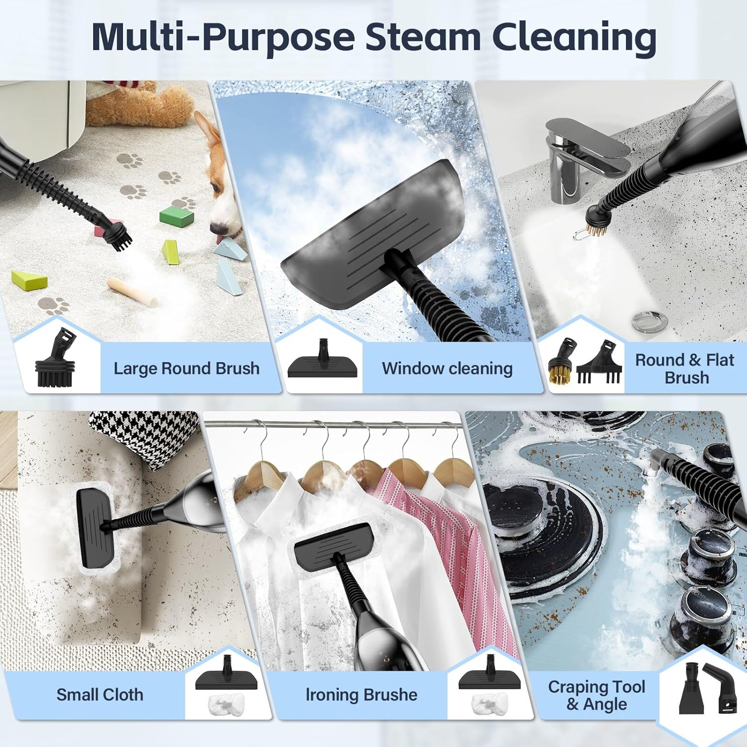 Leiksen Steam Mop - 12-in-1 Powerful Cleaner