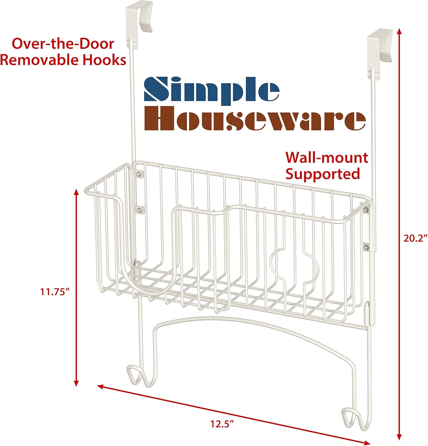 Simple Houseware Over-the-DoorWall-Mount Ironing Board Holder White