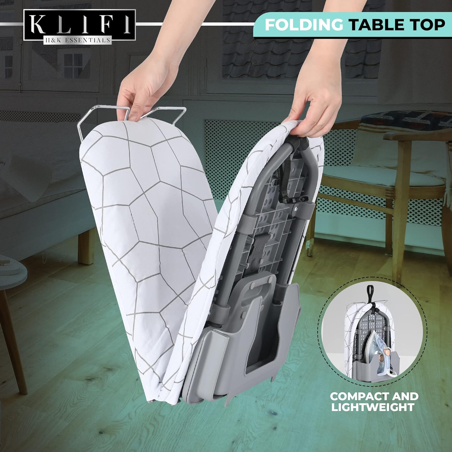KLIFI Small Wall-Mounted Ironing Board Foldable and Compact for Easy Use