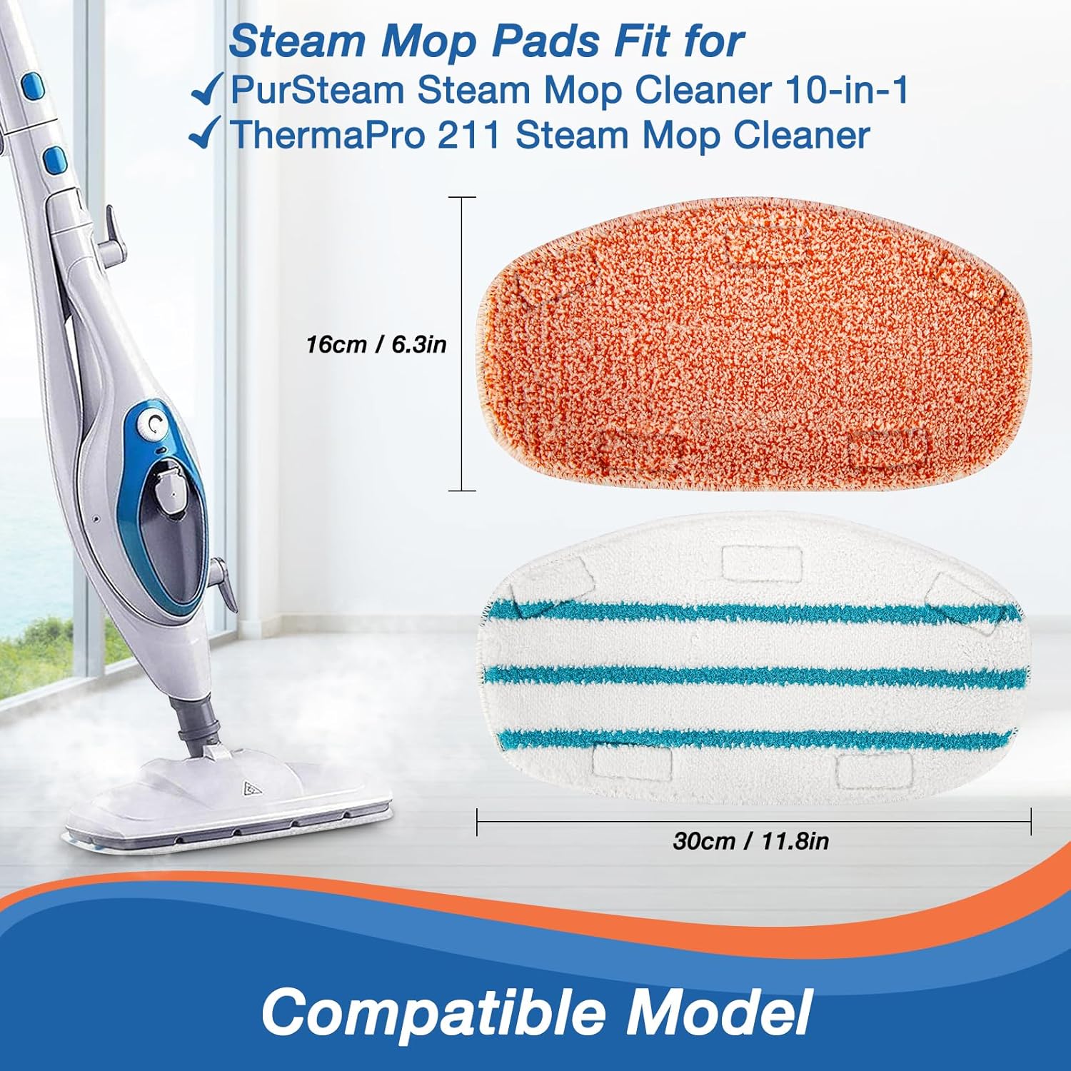 8-Piece Steam Mop Pads for PurSteam