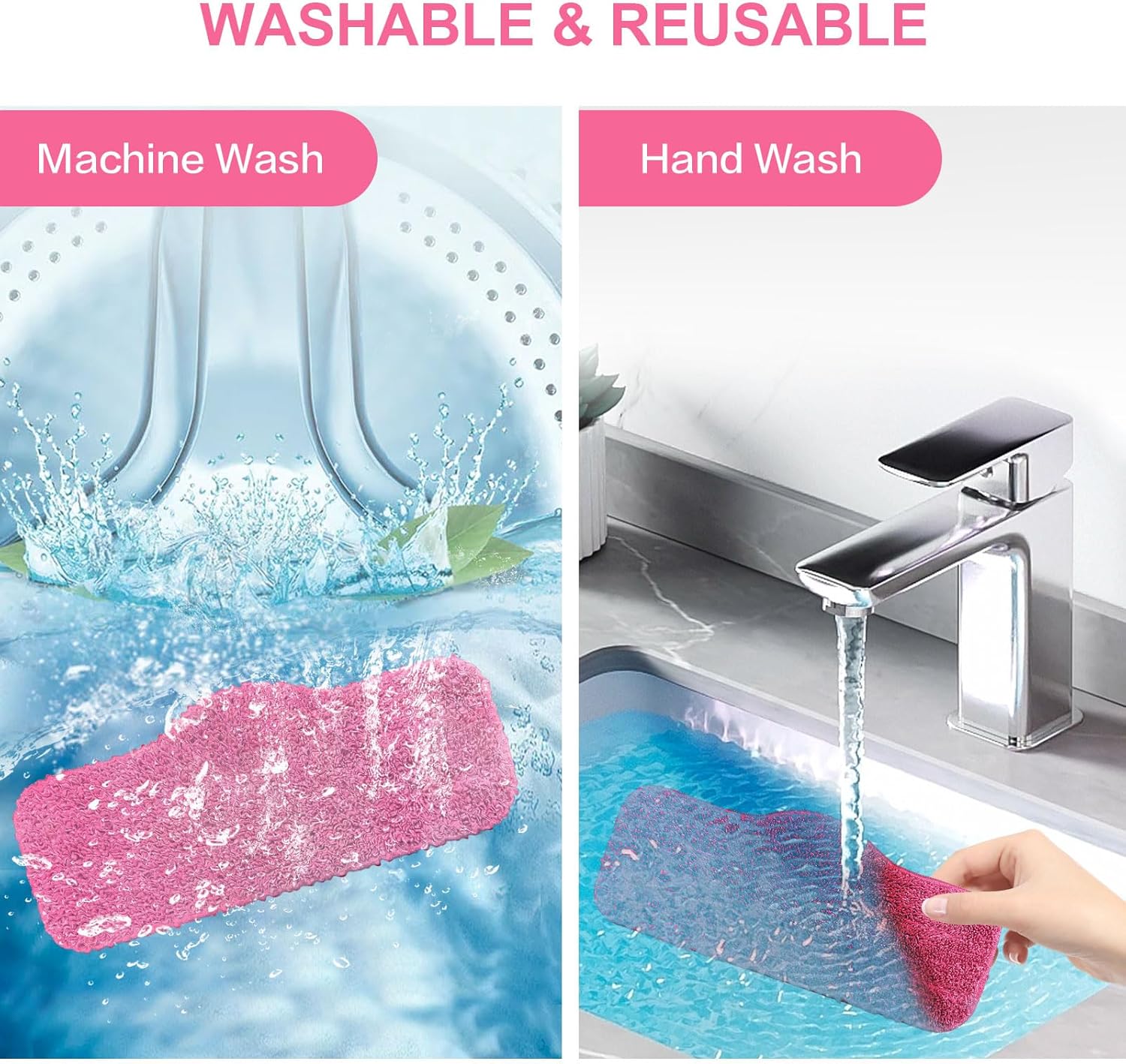 Microfiber Pink Steam Mop Pads 4 Pack for 7-in-1 Cleaner