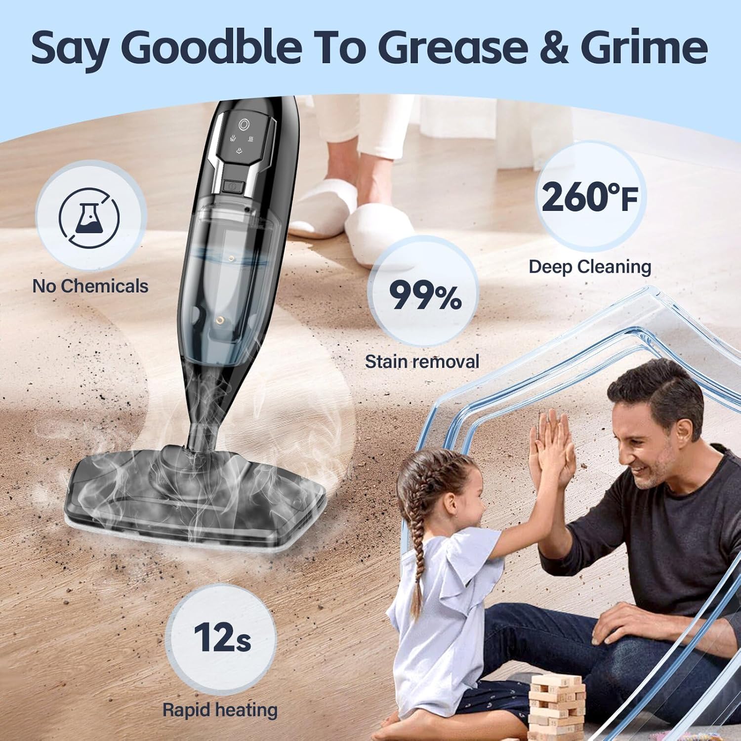Leiksen Steam Mop - 12-in-1 Powerful Cleaner