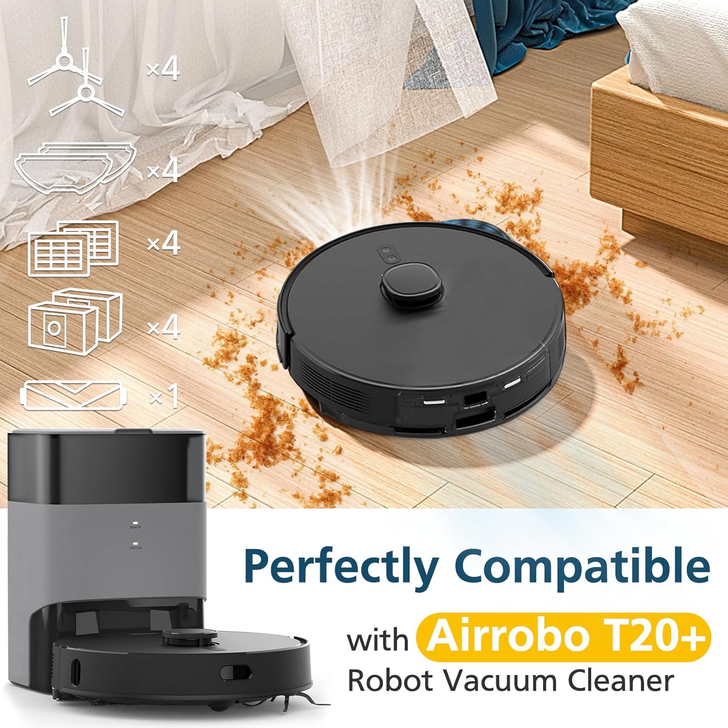 Lacvik T20 Replacement Parts Set for Airrobo Robotic Vacuum Cleaner