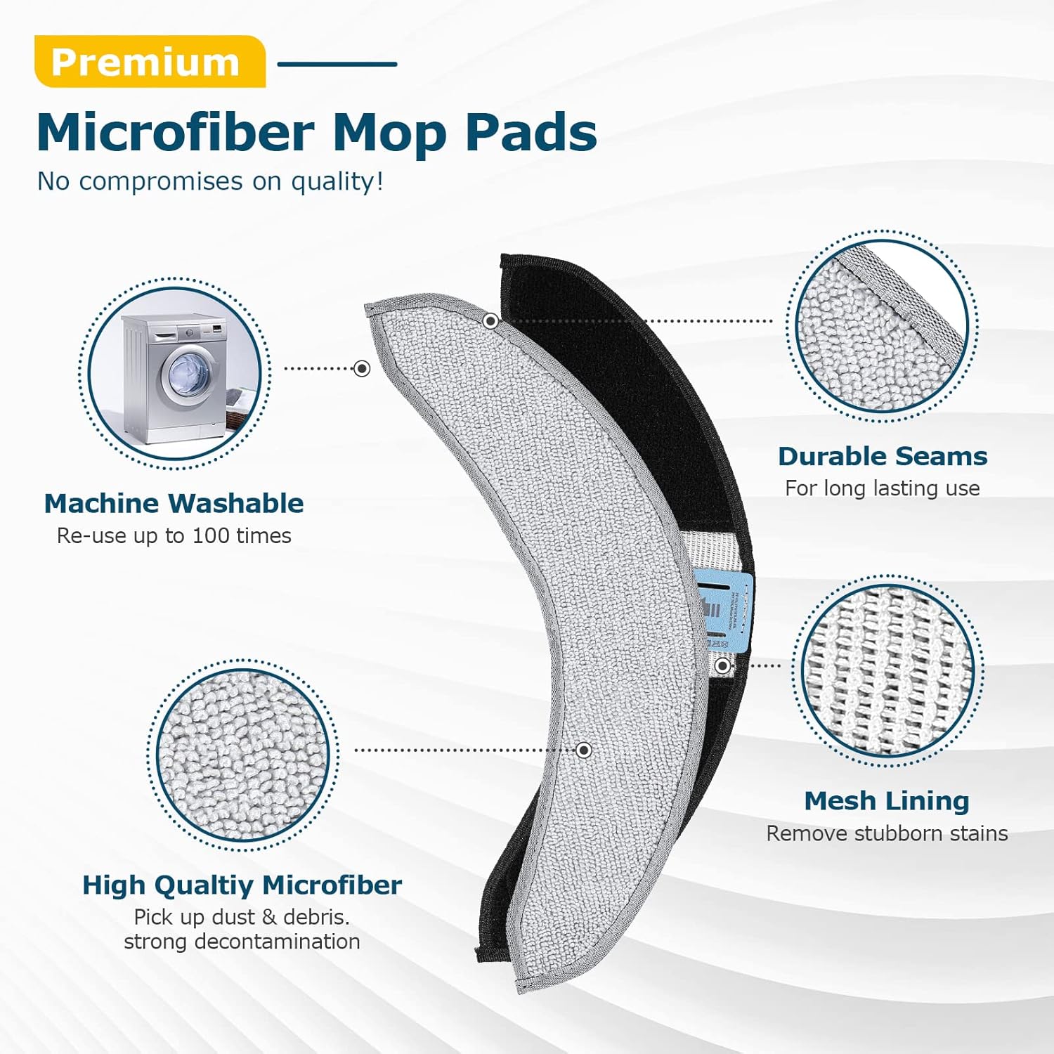 4-Pack Washable Mop Pads for iRobot Roomba J7J9