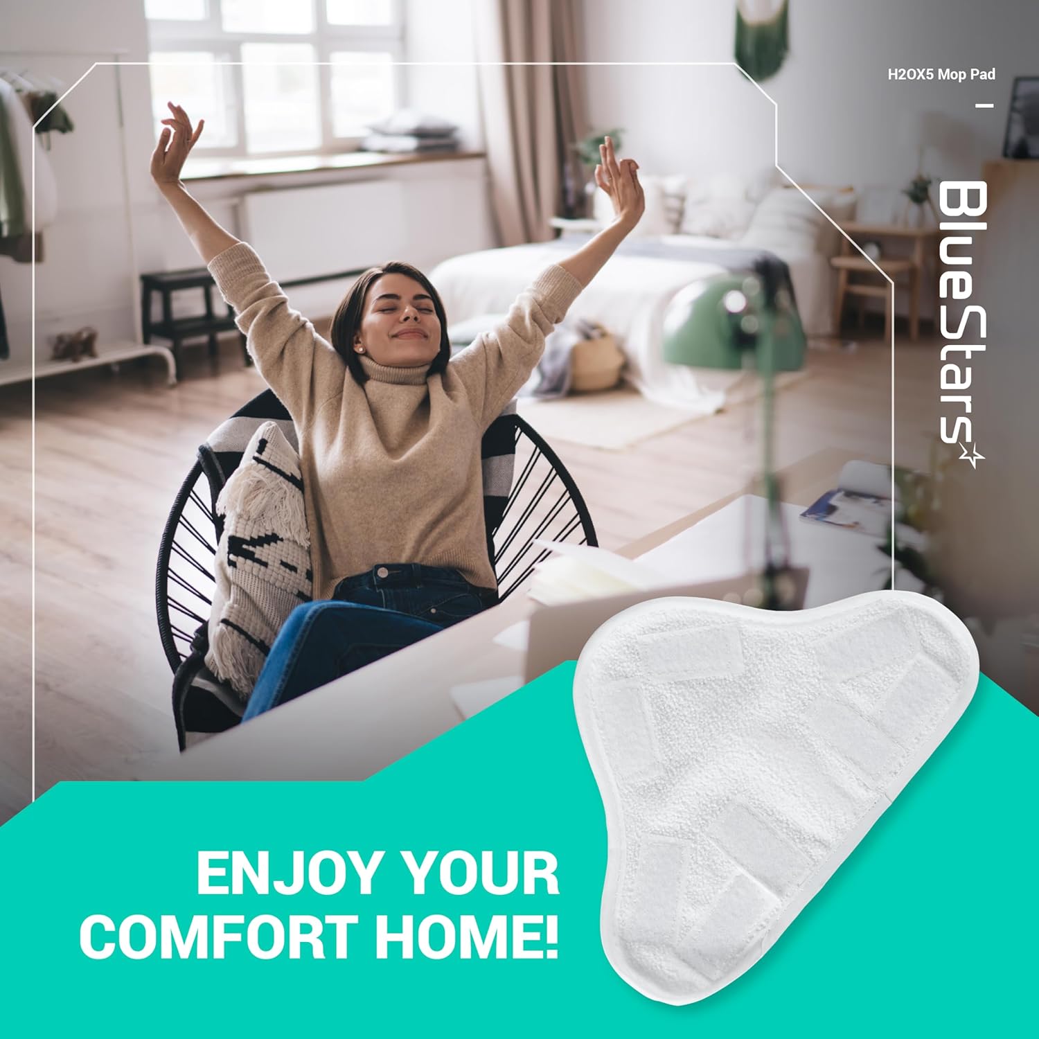 BlueStars 8-Pack H2O X5 Microfiber Steam Mop Pads Replacement Washable Reusable