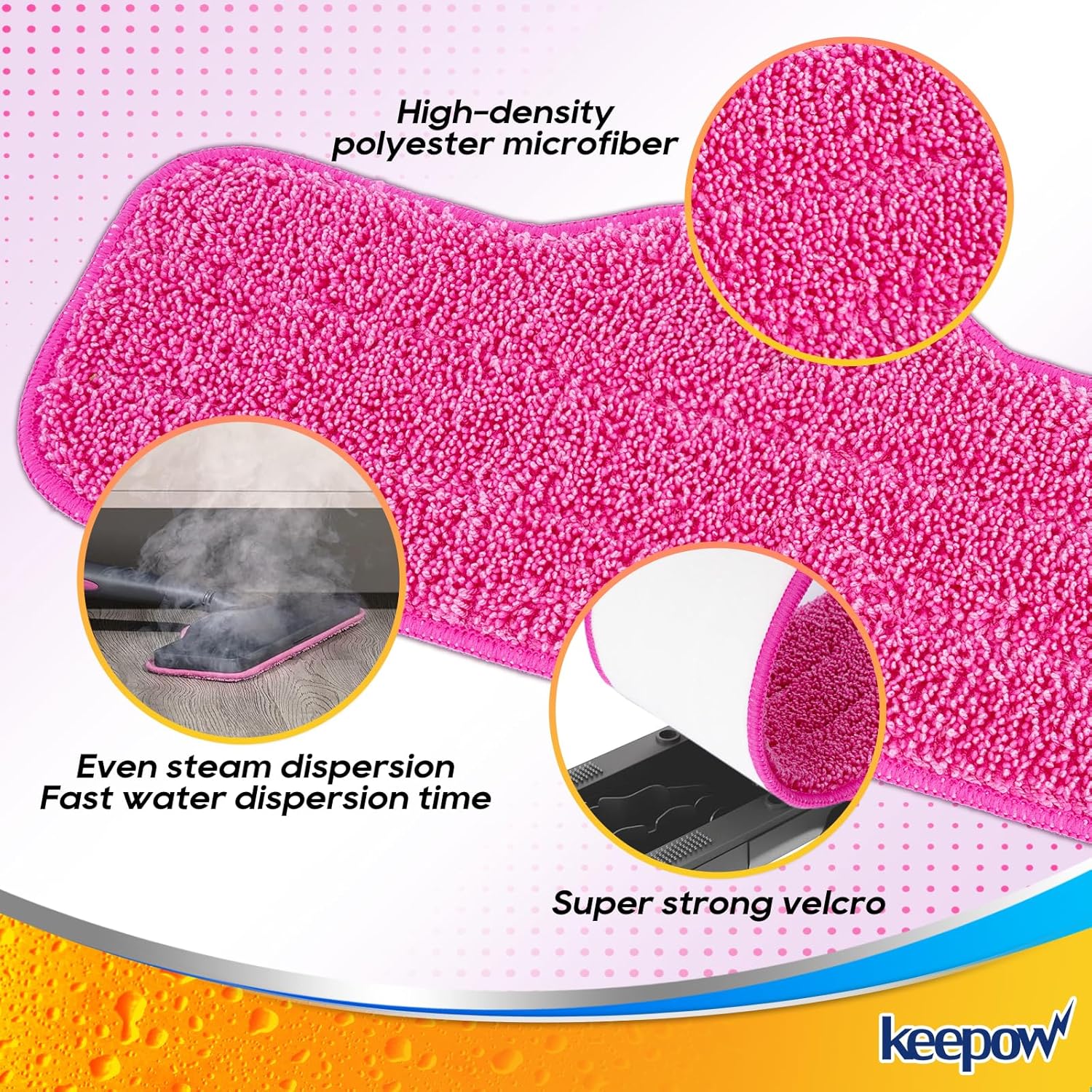 KEEP POW Microfiber Steam Mop Pads 4 pack