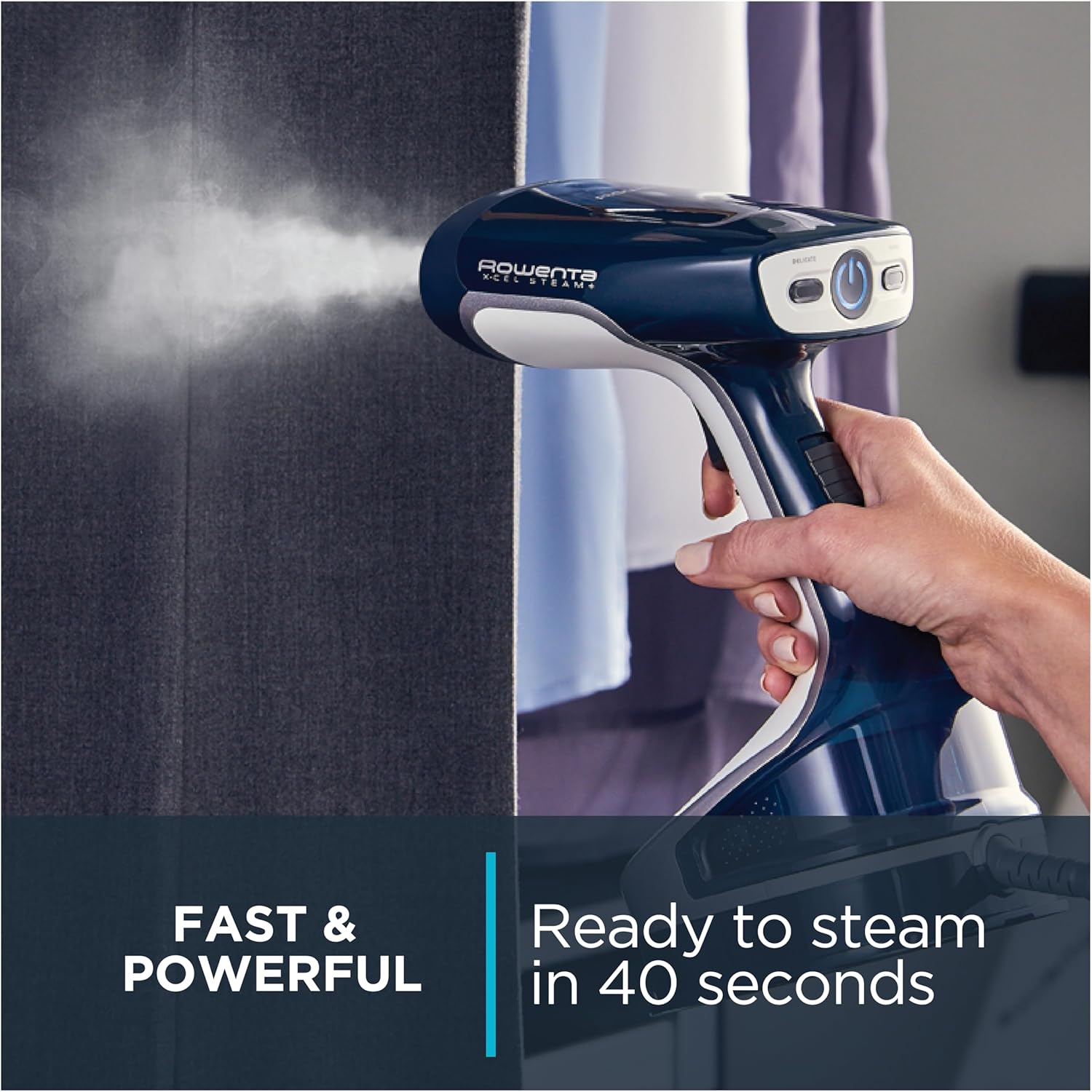 Rowenta X-Cel Travel garment steamer 1600W 40s heat-up navy blue