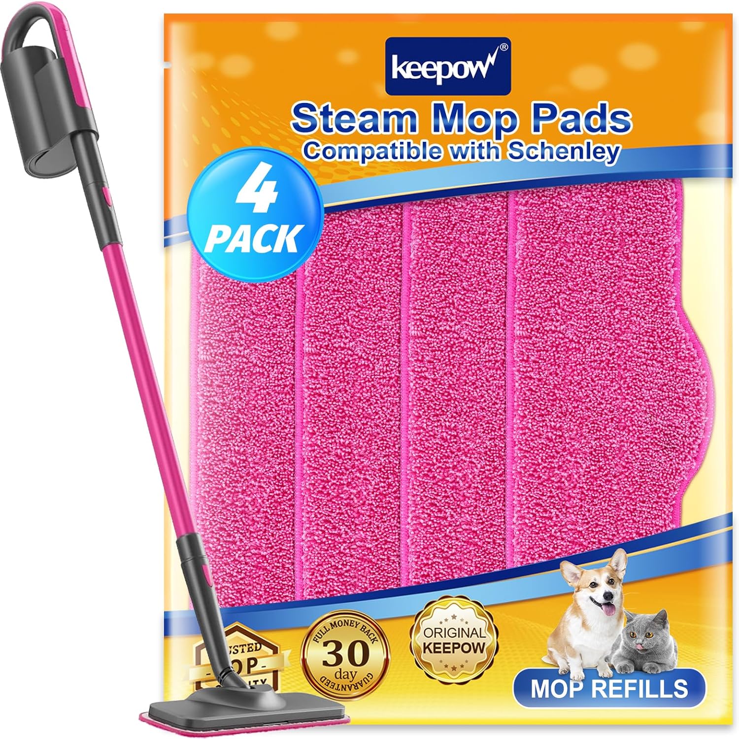 KEEP POW Microfiber Steam Mop Pads 4 pack