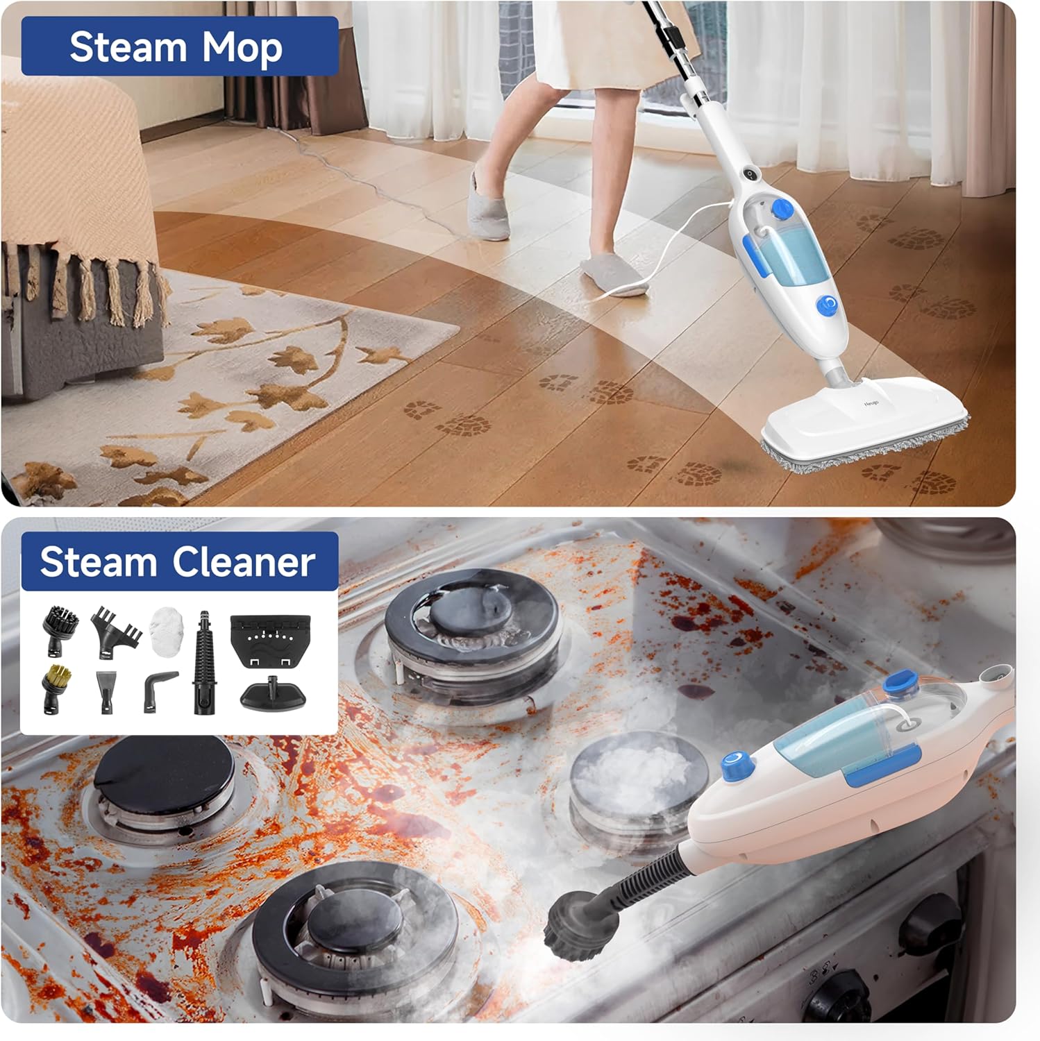 Neugo 1200W Steam Mop 23ft Cord 152oz Tank - Deep Clean
