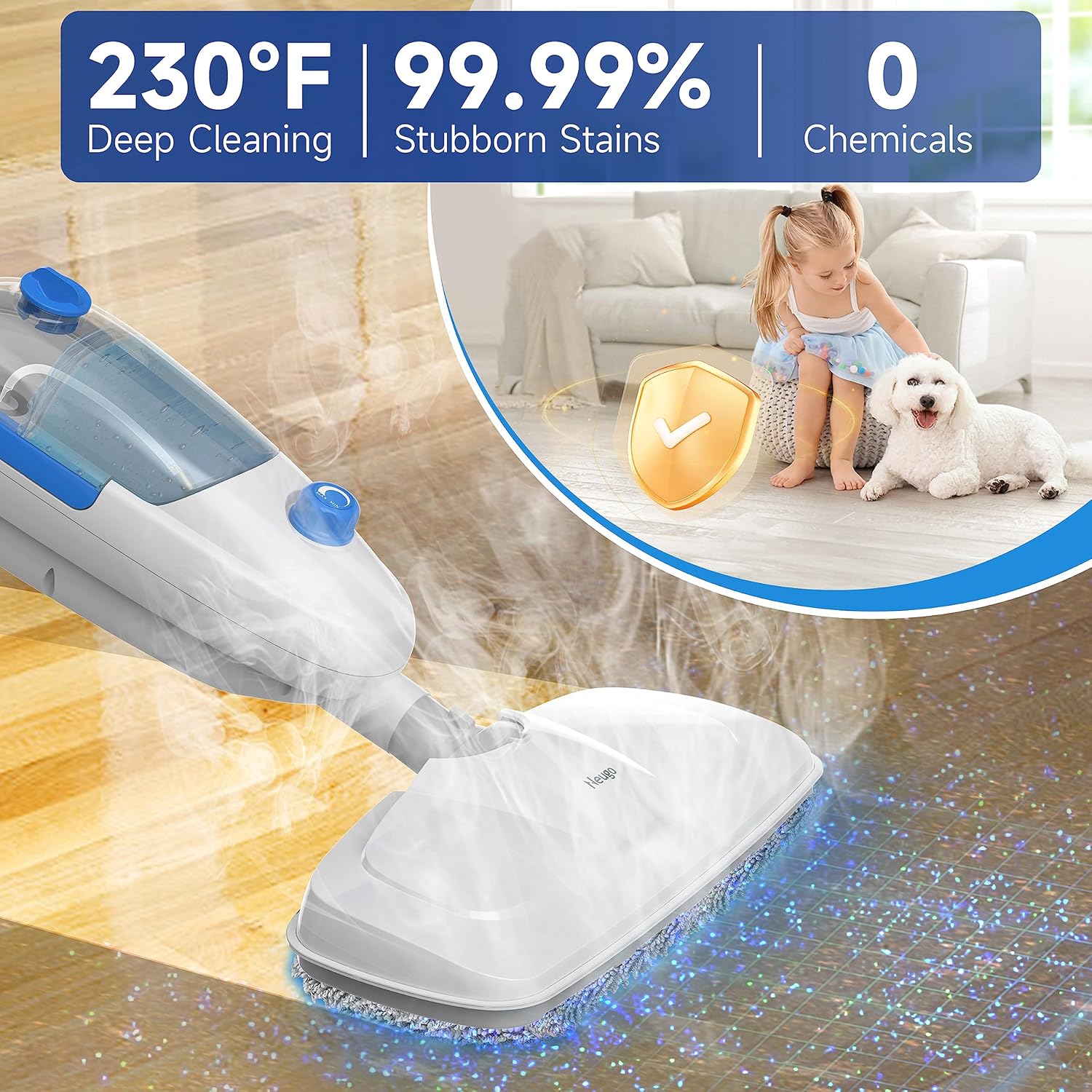Neugo 1200W Steam Mop 23ft Cord 152oz Tank - Deep Clean