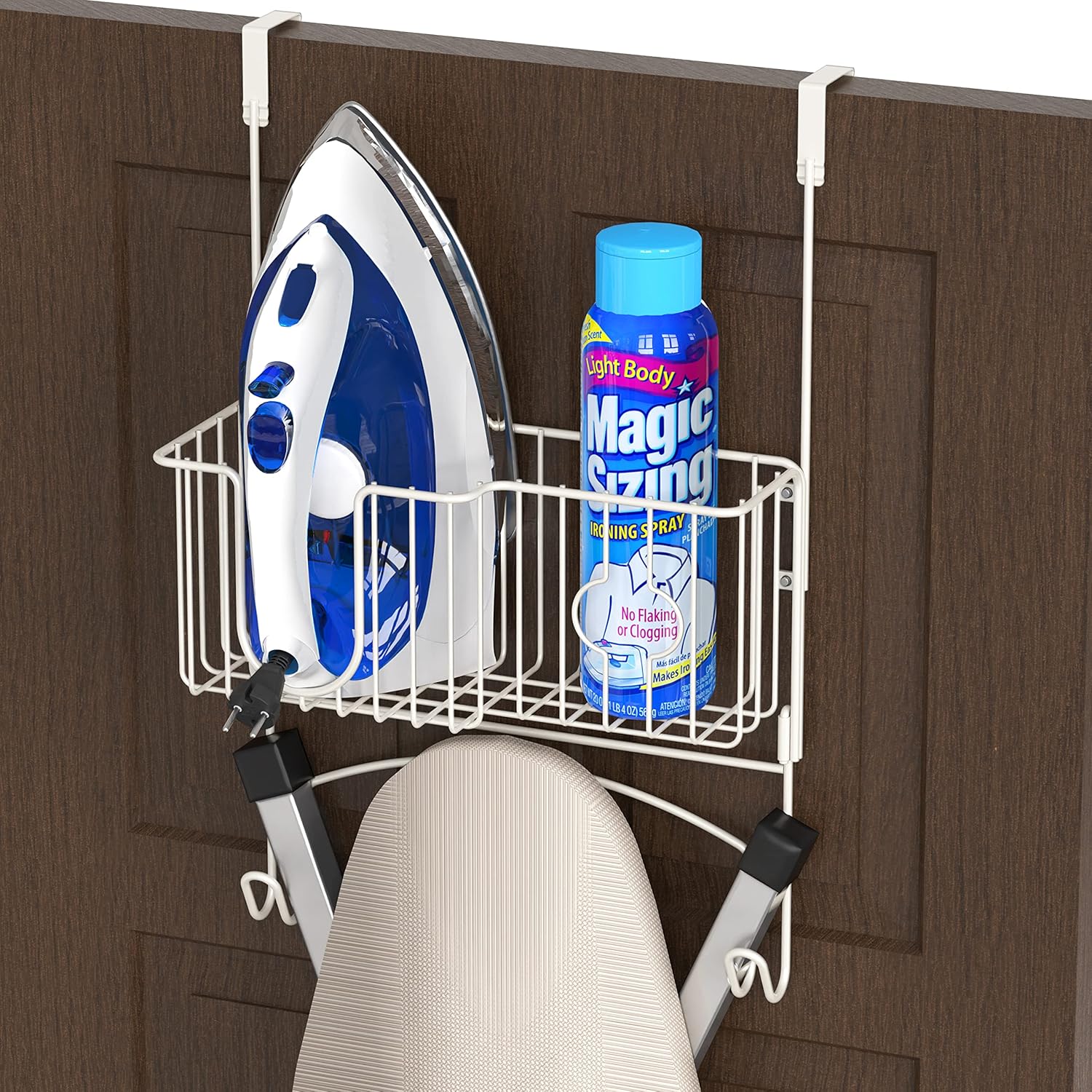 Simple Houseware Over-the-DoorWall-Mount Ironing Board Holder White