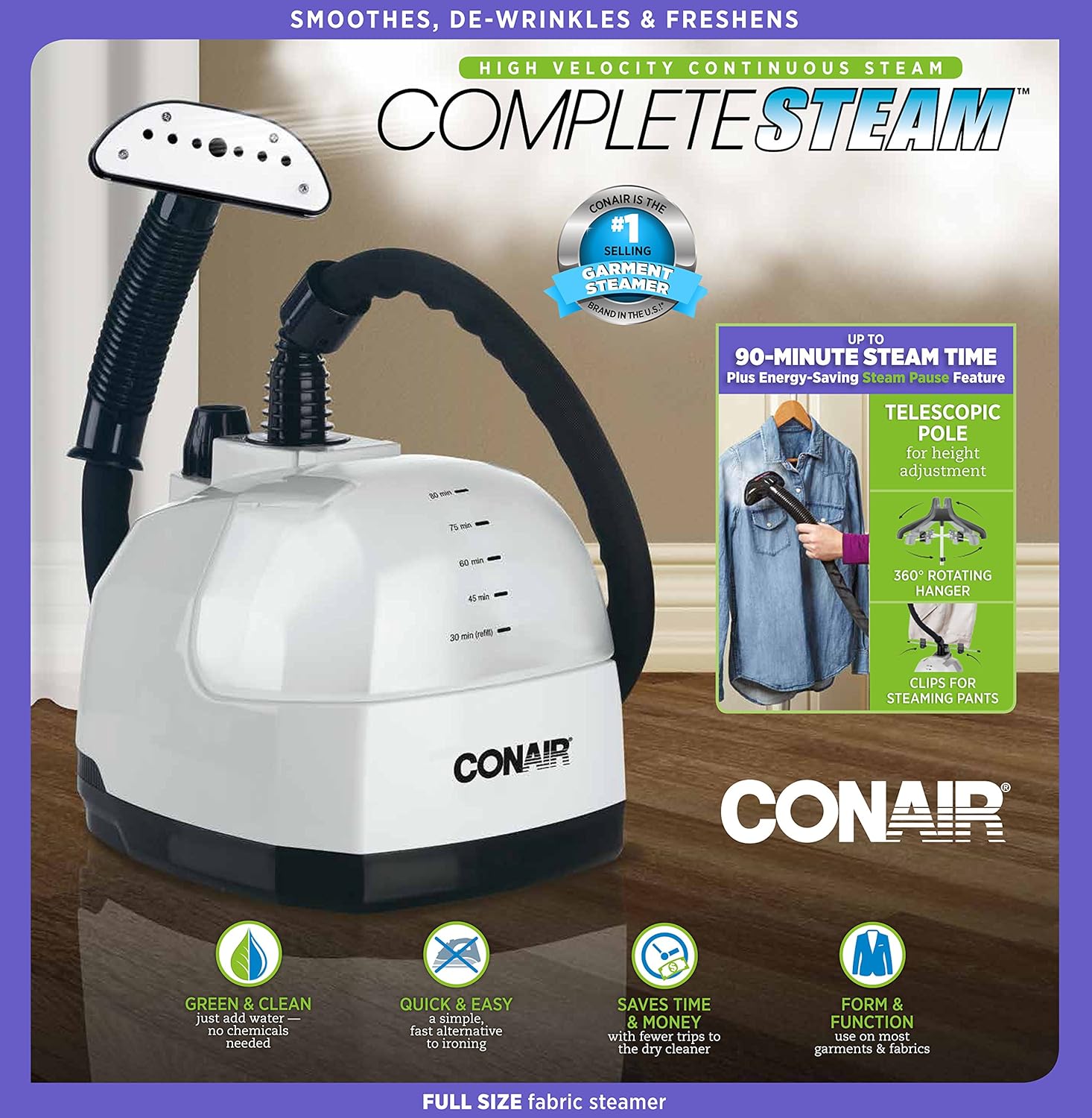 Full-Size Garment Steamer 1500W Easy Care For
